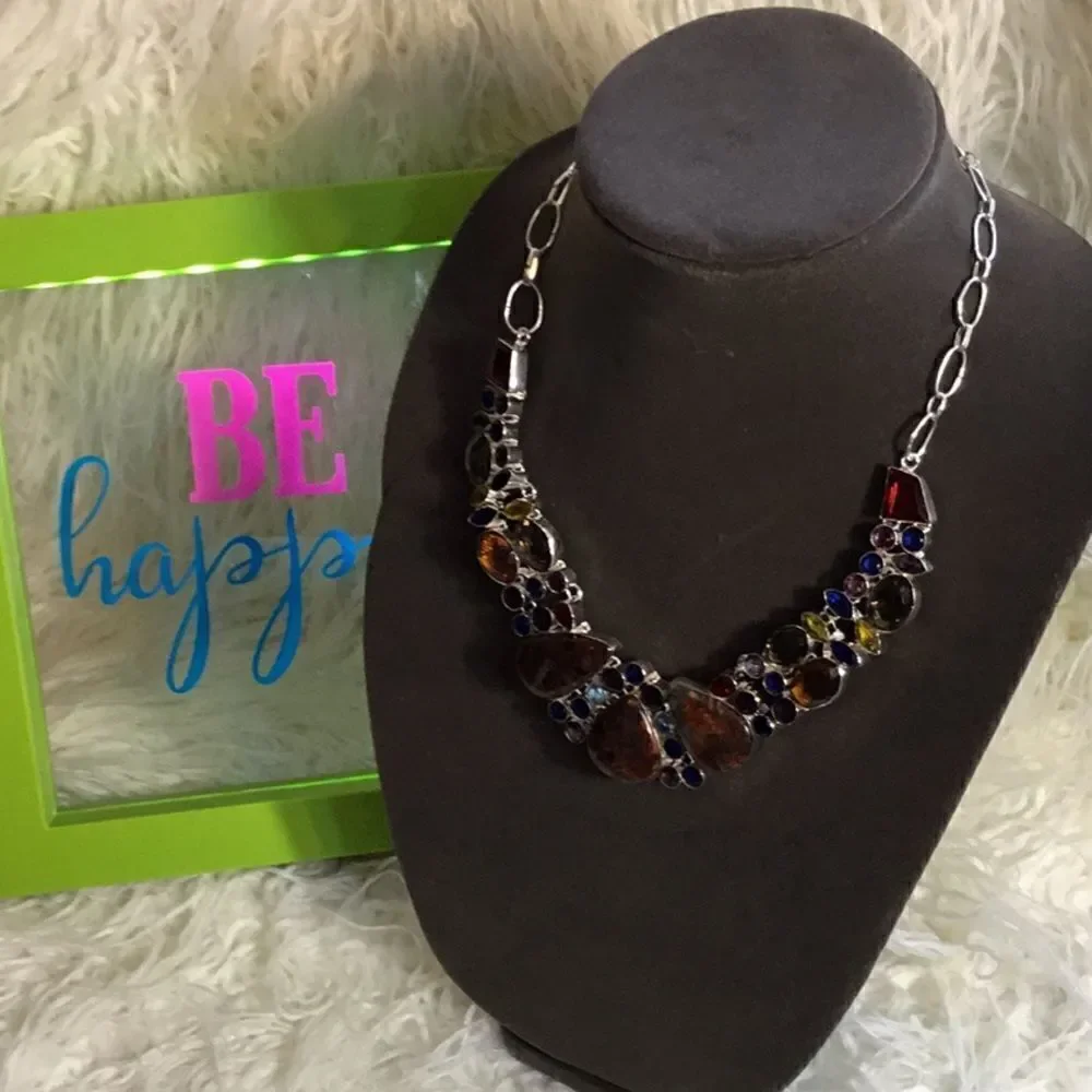NATURAL MOSS AGATE & GEMSTONE NECKLACE IN SILVER